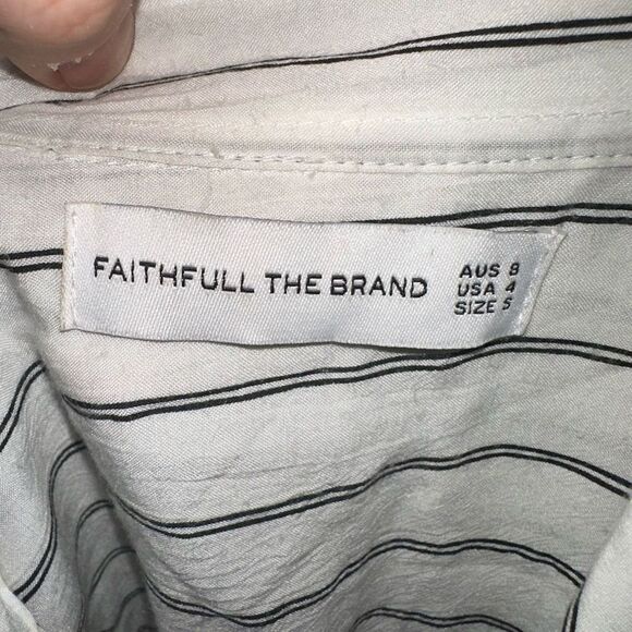 Faithful the Brand Brigette monochrome striped tie 4 button top - Picture 4 of 4